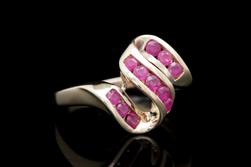 10K Yellow Gold, Ruby and Diamond Cocktail Ring