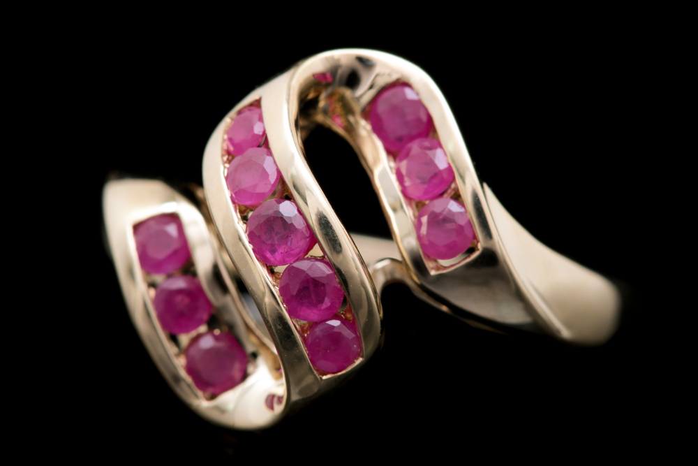 10K Yellow Gold, Ruby and Diamond Cocktail Ring