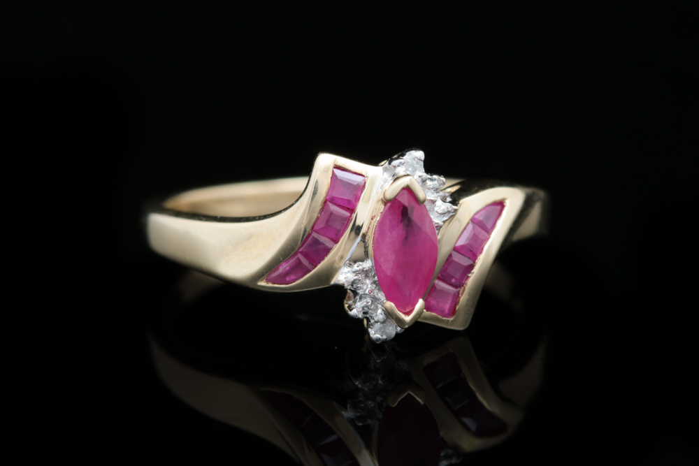 10K Yellow Gold, Ruby and Diamond Ring