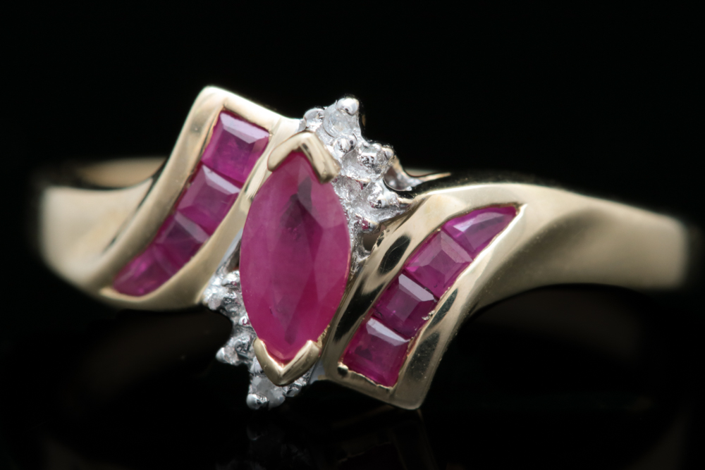 10K Yellow Gold, Ruby and Diamond Ring