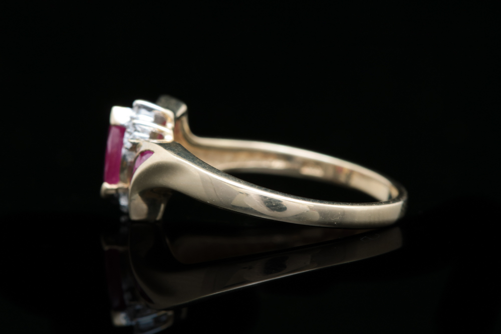 10K Yellow Gold, Ruby and Diamond Ring