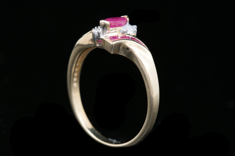 10K Yellow Gold, Ruby and Diamond Ring