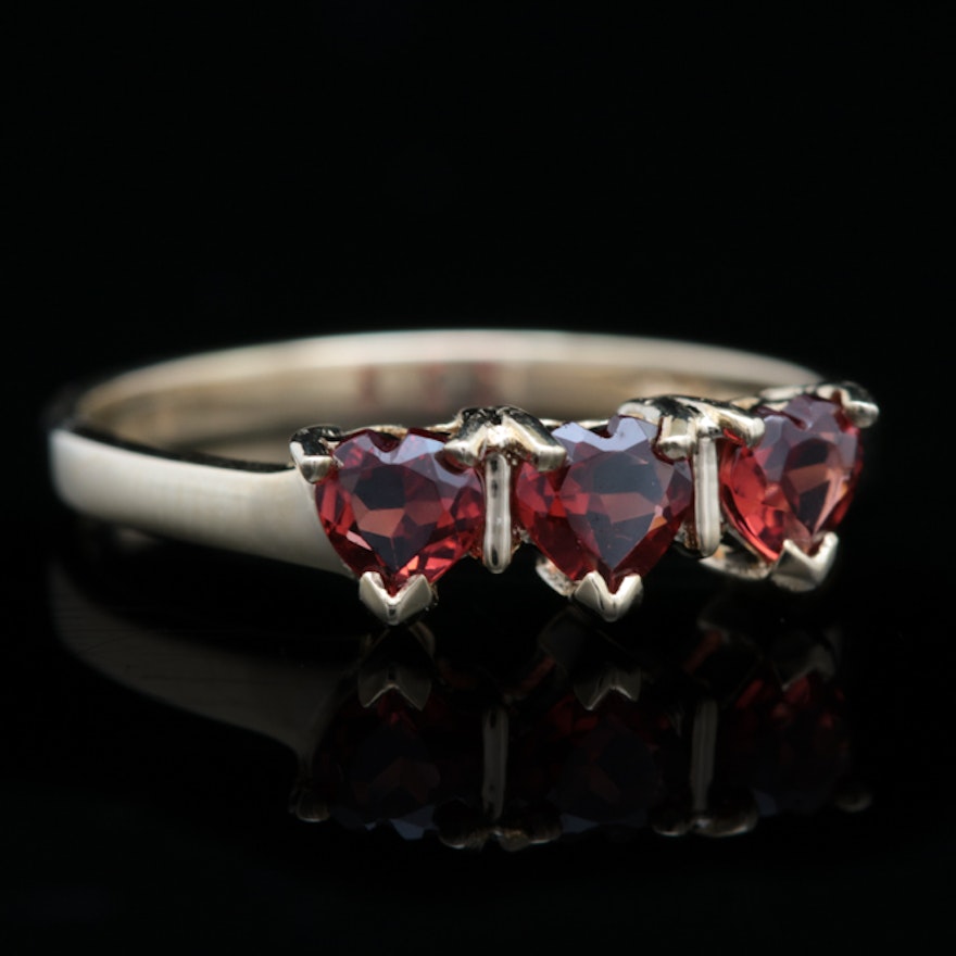 10K Yellow Gold and Heart-Shaped Garnet Ring
