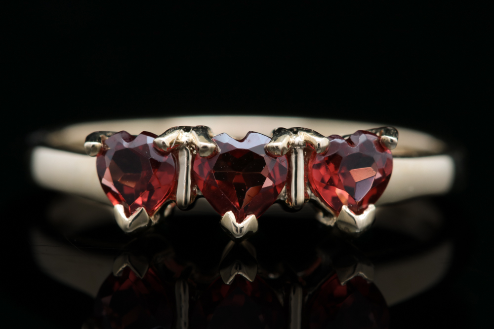 10K Yellow Gold and Heart-Shaped Garnet Ring