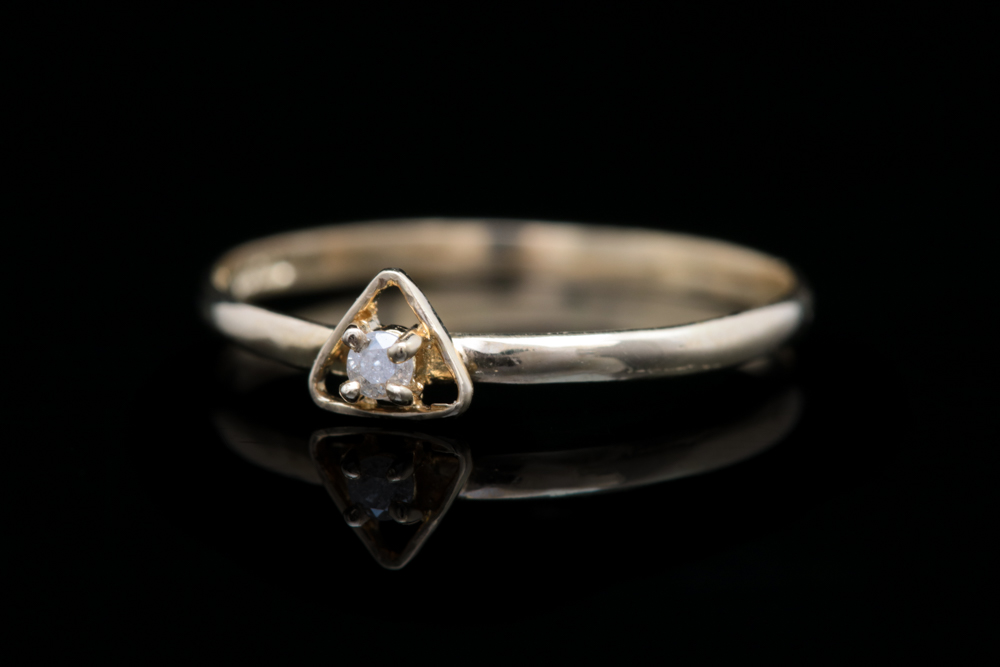 14K Yellow Gold and Diamond Solitaire Ring