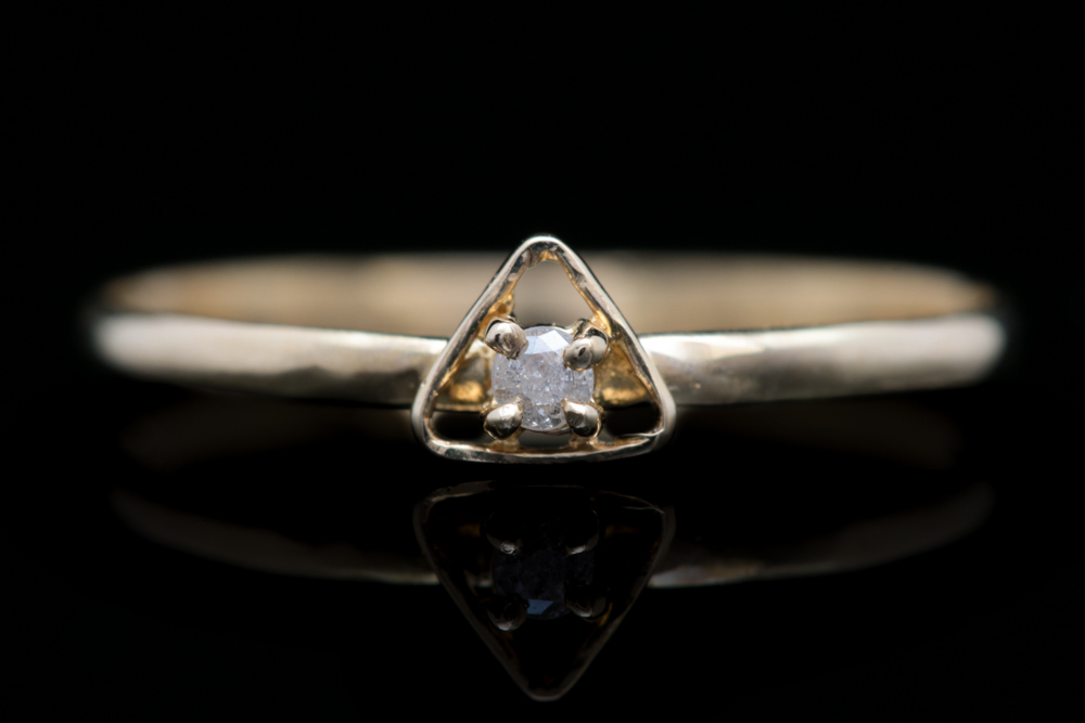 14K Yellow Gold and Diamond Solitaire Ring