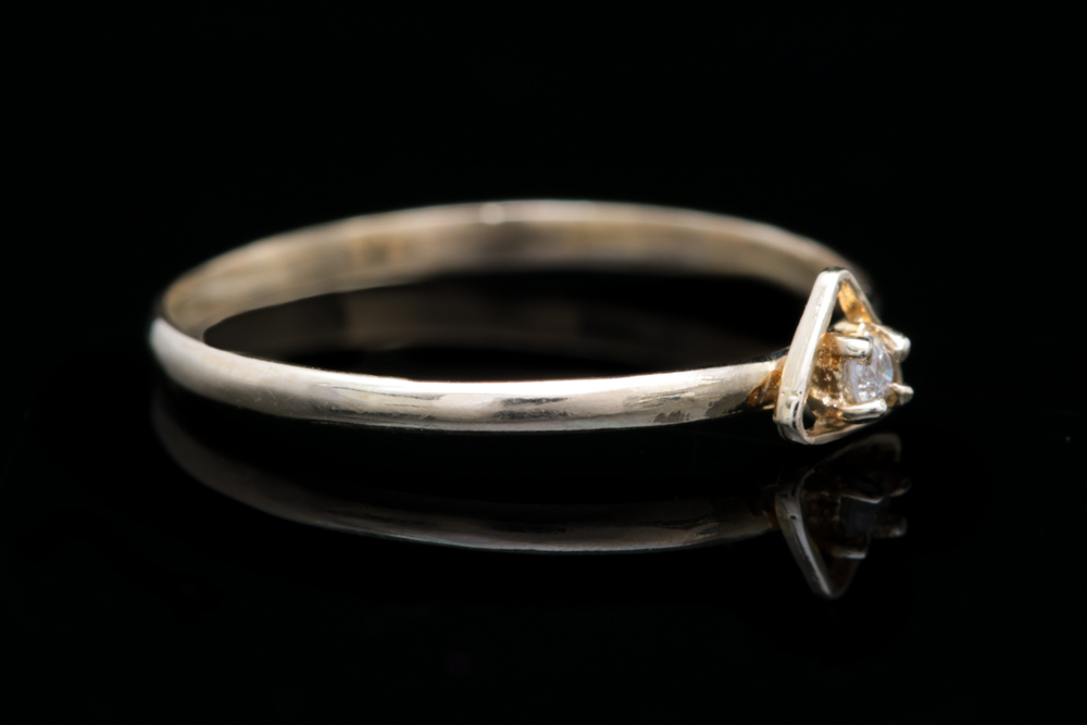 14K Yellow Gold and Diamond Solitaire Ring