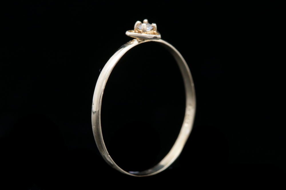 14K Yellow Gold and Diamond Solitaire Ring