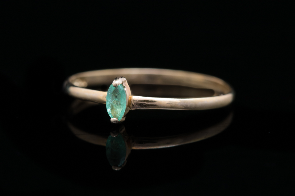 14K Yellow Gold and Marquise Emerald Ring