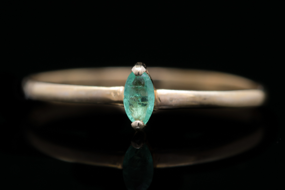 14K Yellow Gold and Marquise Emerald Ring