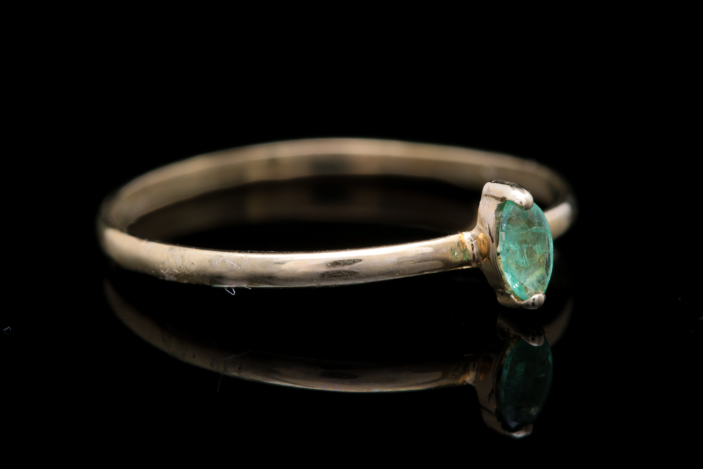 14K Yellow Gold and Marquise Emerald Ring