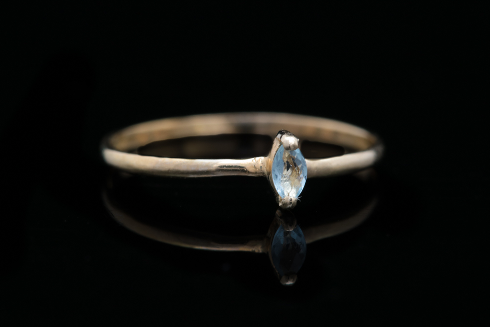14K Yellow Gold and Marquise Blue Topaz Ring