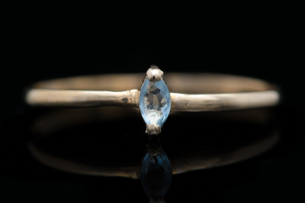 14K Yellow Gold and Marquise Blue Topaz Ring