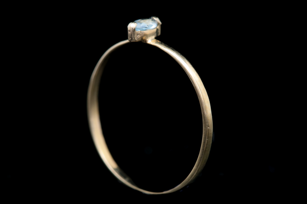14K Yellow Gold and Marquise Blue Topaz Ring