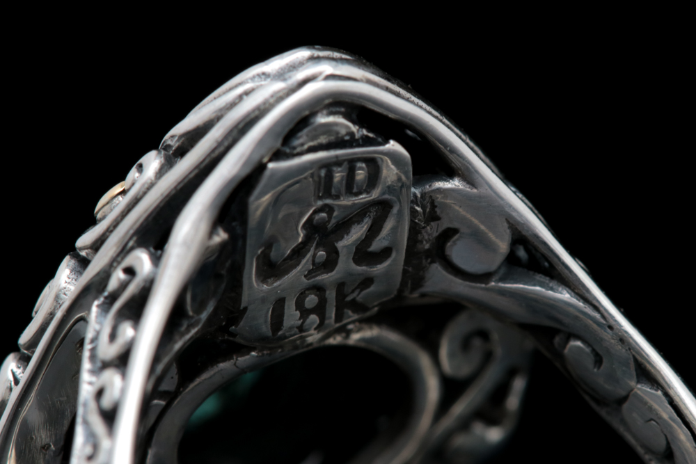 Robert Manse Sterling Silver, 18K Yellow Gold, Green Tourmaline and Diamond Ring