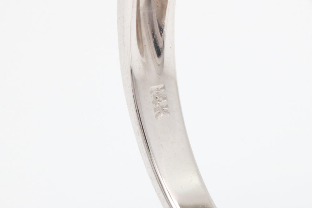 14K White Gold, Black Freshwater Pearl and Diamond Ring