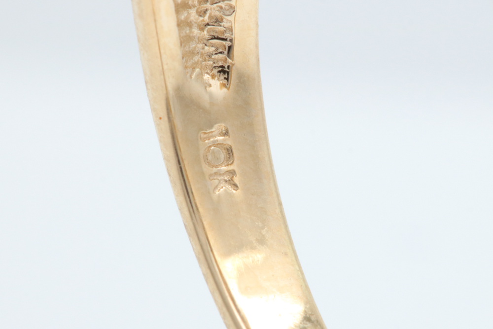 10K Yellow Gold, Blue Sapphire and Diamond Cocktail Ring