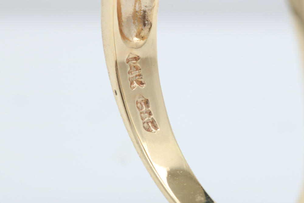 14K Yellow Gold, Dyed Akoya Pearl and Diamond Ring