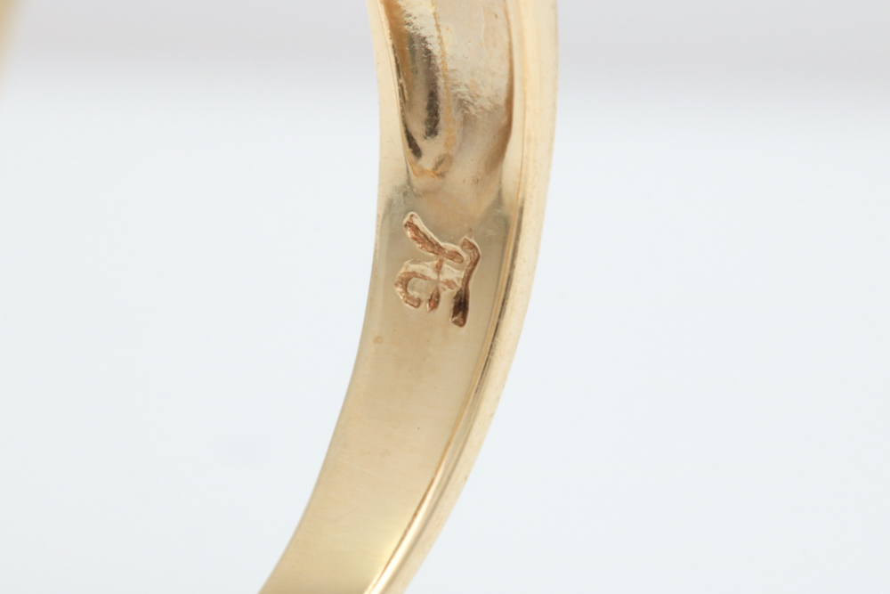 14K Yellow Gold, Dyed Akoya Pearl and Diamond Ring