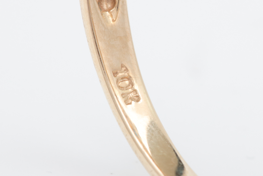 10K Yellow Gold, Blue Sapphire and Diamond Cocktail Ring