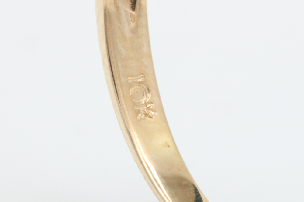 10K Yellow Gold, Blue Sapphire and Diamond Ring