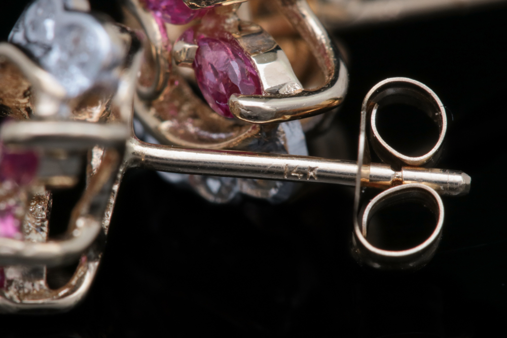 14K Yellow Gold, Ruby and Diamond Drop Earrings