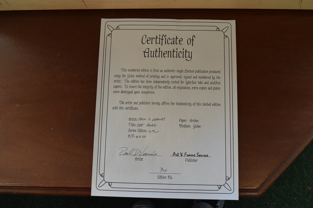 Limited Edition Giclee Print After Paul Vernes "The Road"