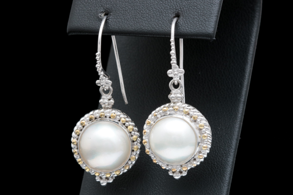 Robert Manse Sterling Silver, 18K Yellow Gold and Mother of Pearl Earrings