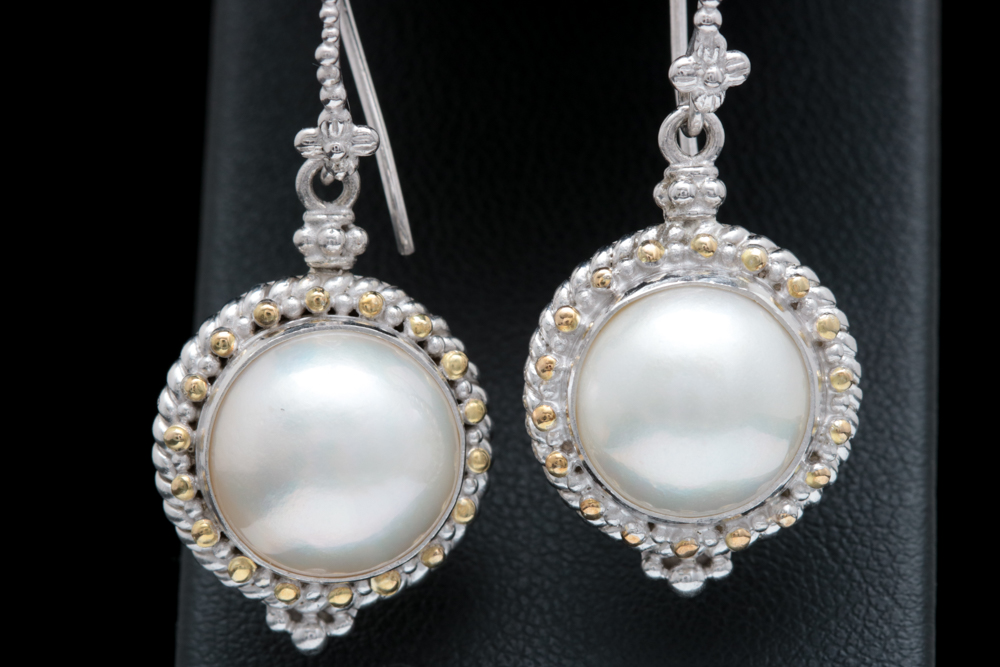 Robert Manse Sterling Silver, 18K Yellow Gold and Mother of Pearl Earrings