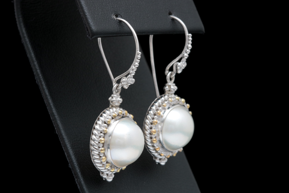 Robert Manse Sterling Silver, 18K Yellow Gold and Mother of Pearl Earrings