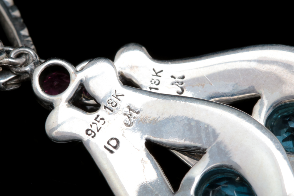 Robert Manse Sterling Silver, 18K Yellow Gold and Multi-Gemstone Dangle Earrings