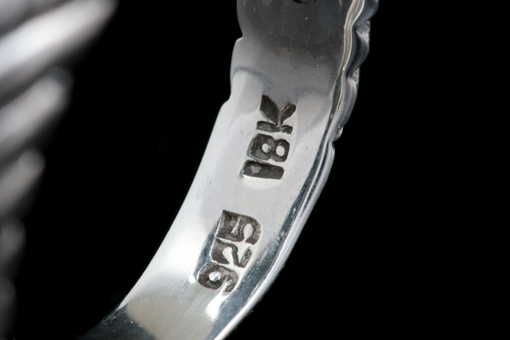 Robert Manse Sterling Silver, 18K Yellow Gold and Praseolite Cocktail Ring