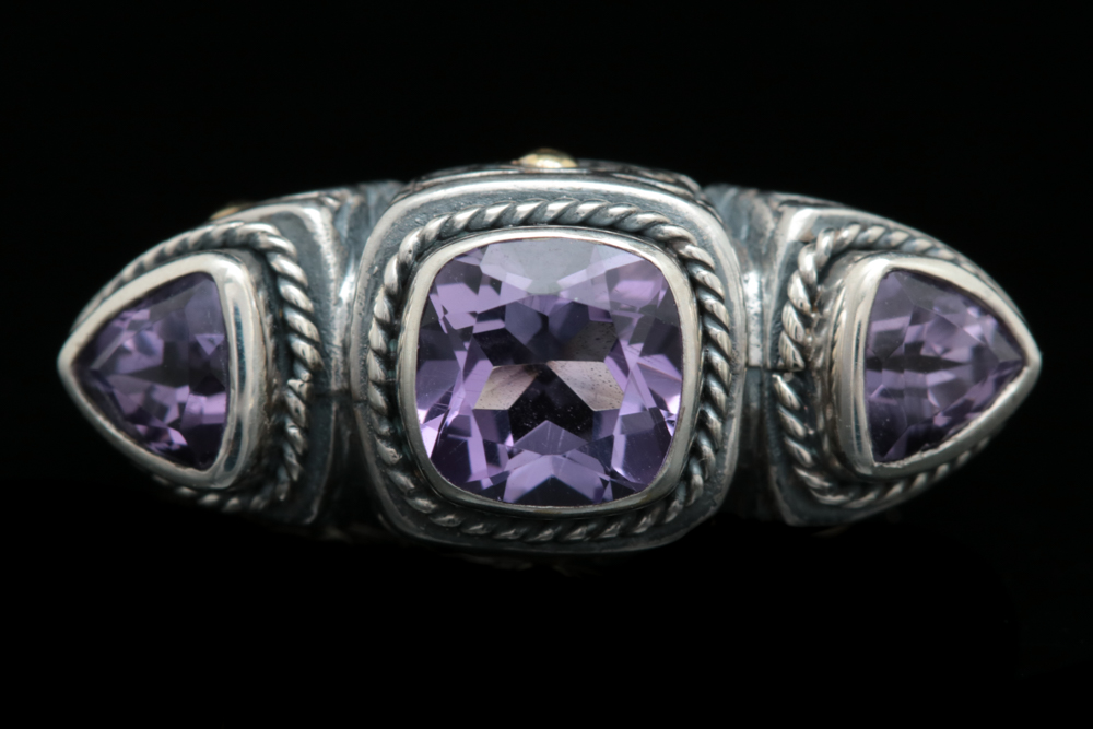 Robert Manse Sterling Silver, 18K Yellow Gold and Amethyst Cocktail Ring