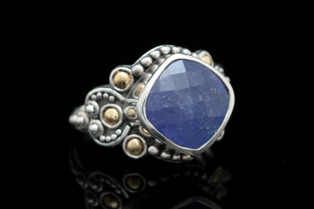 Robert Manse Sterling Silver, 18K Yellow Gold and Tanzanite Cocktail Ring