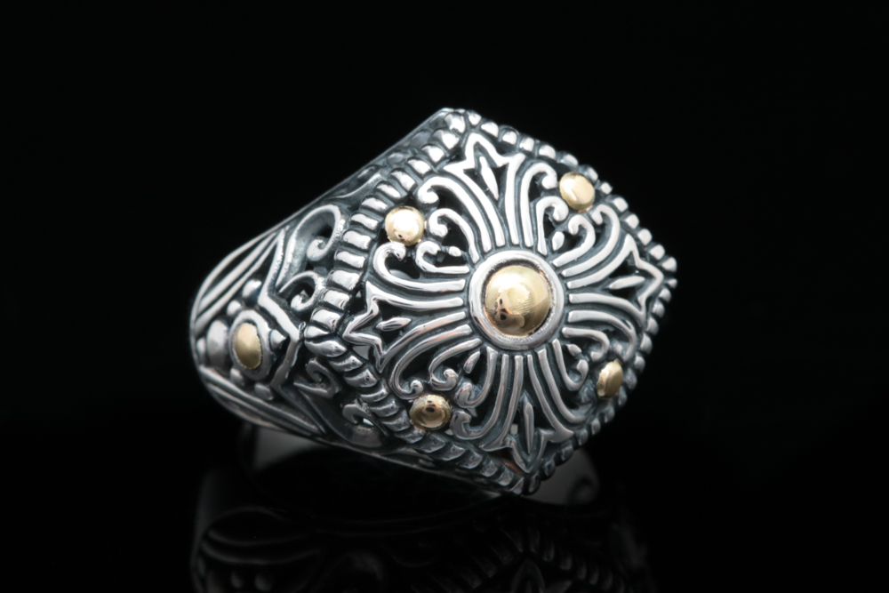 Robert Manse Sterling Silver and 18K Yellow Gold Ring
