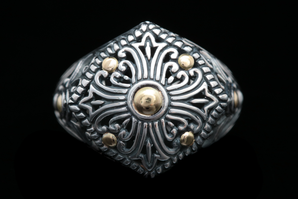 Robert Manse Sterling Silver and 18K Yellow Gold Ring