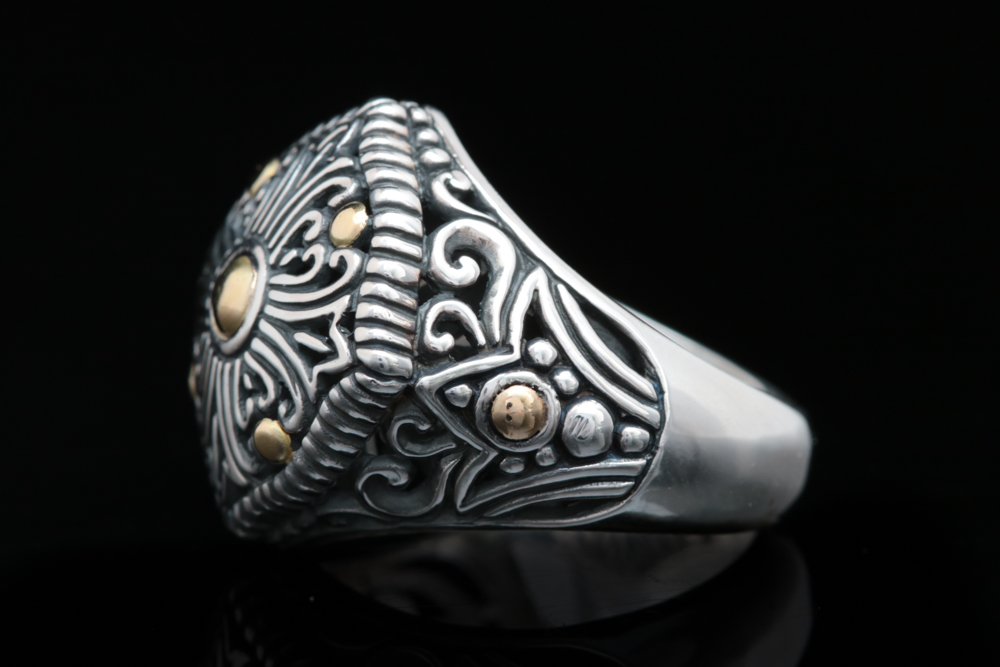 Robert Manse Sterling Silver and 18K Yellow Gold Ring