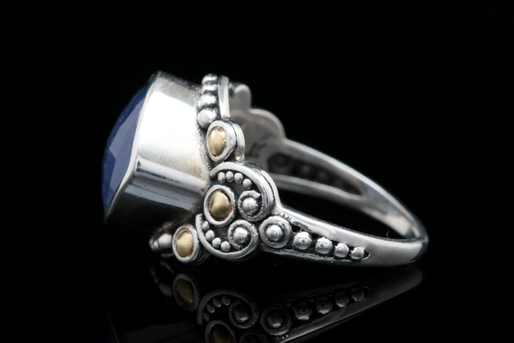 Robert Manse Sterling Silver, 18K Yellow Gold and Tanzanite Cocktail Ring