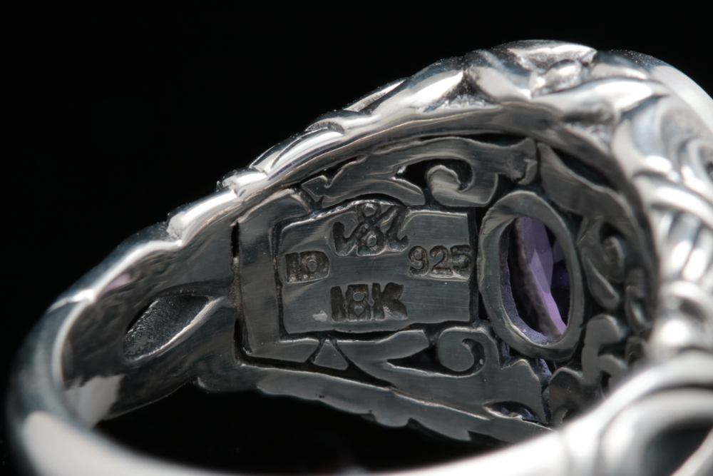 Robert Manse Sterling Silver, 18K Yellow Gold and Amethyst Ring