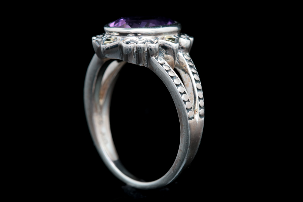 Robert Manse Sterling Silver, 18K Yellow Gold and Amethyst Ring