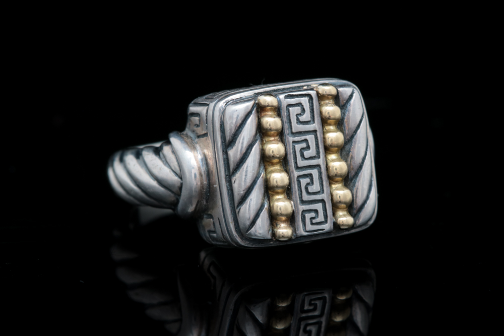 Sterling Silver and 18K Yellow Gold Ring