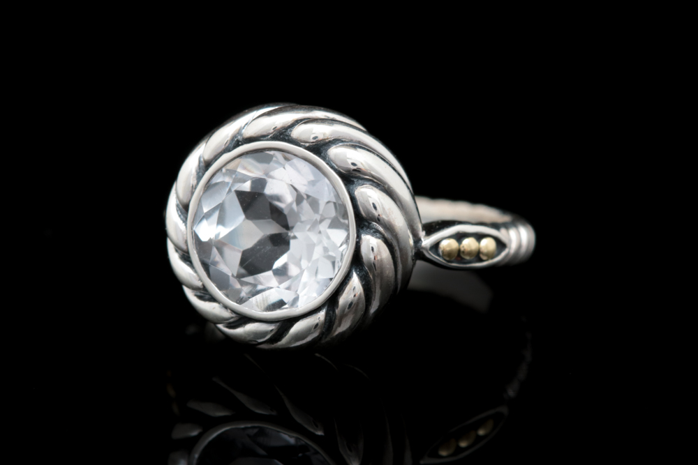 Robert Manse Sterling Silver, 18K Yellow Gold and White Topaz Ring