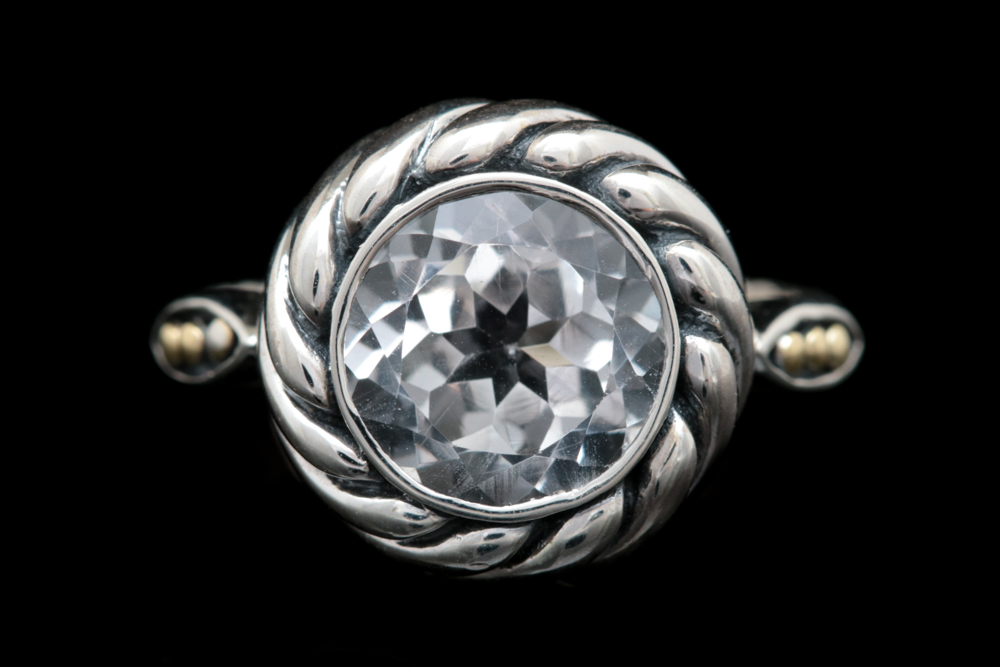 Robert Manse Sterling Silver, 18K Yellow Gold and White Topaz Ring