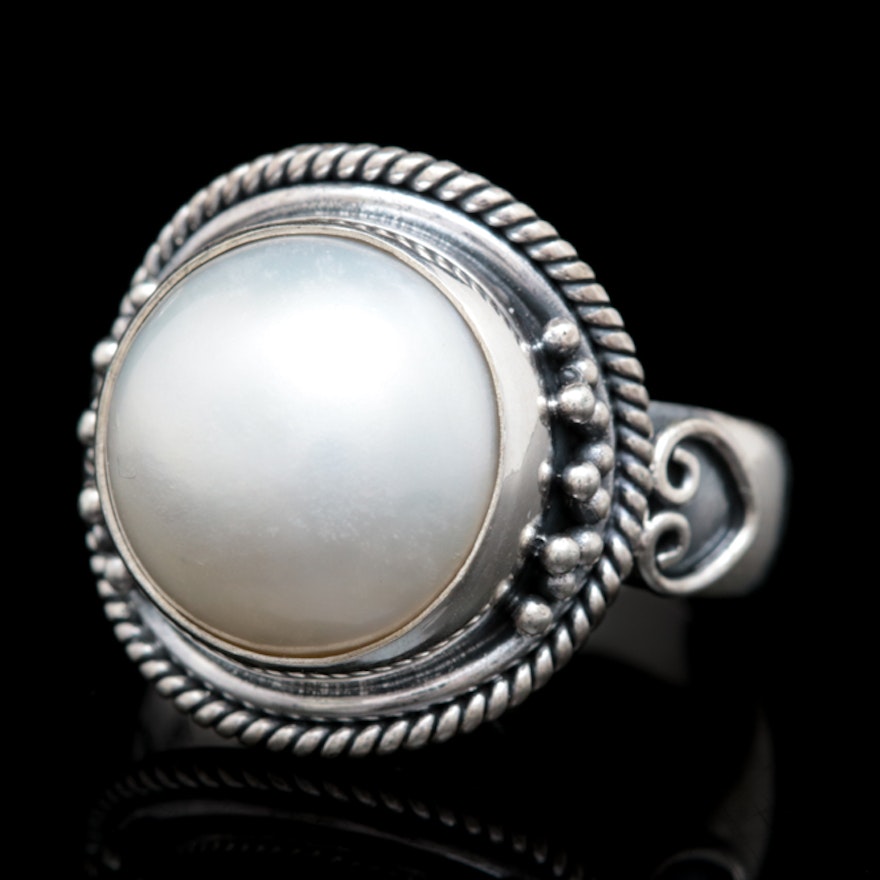 Sterling Silver and Mabé Pearl Ring