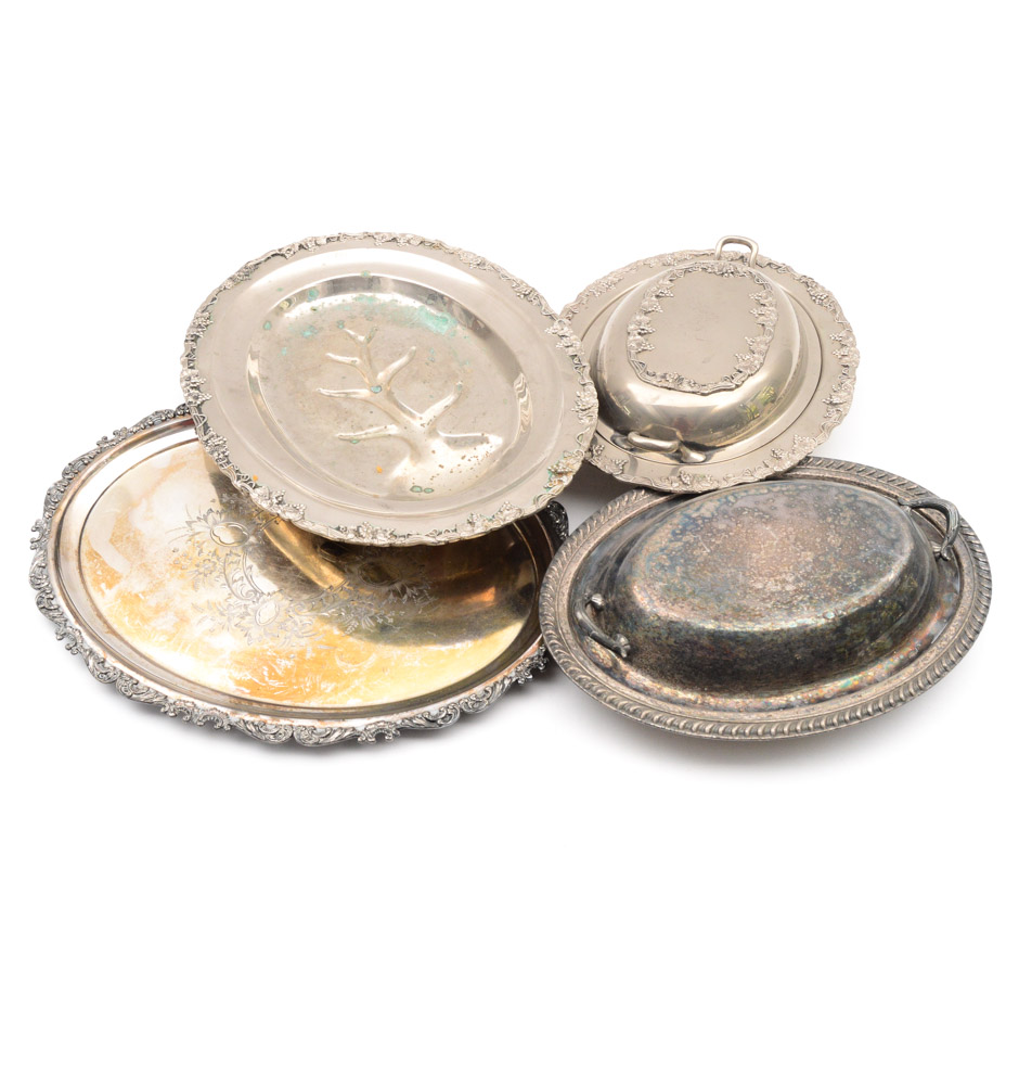 Continental Silver Co Silver Plate Carving Tray and Other Silver Plate Tableware