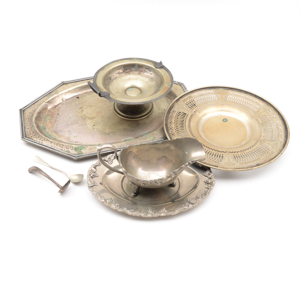 Apollo Sheffield Nickel Silver Platter and Other NIckel Silver Serveware