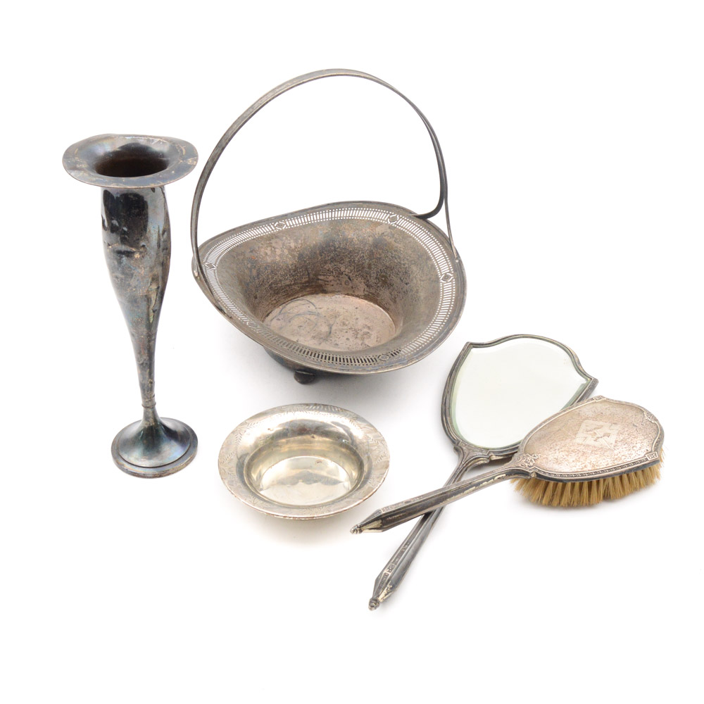Meriden Britannia Company Sterling Silver Basket and Additional Decorative Items