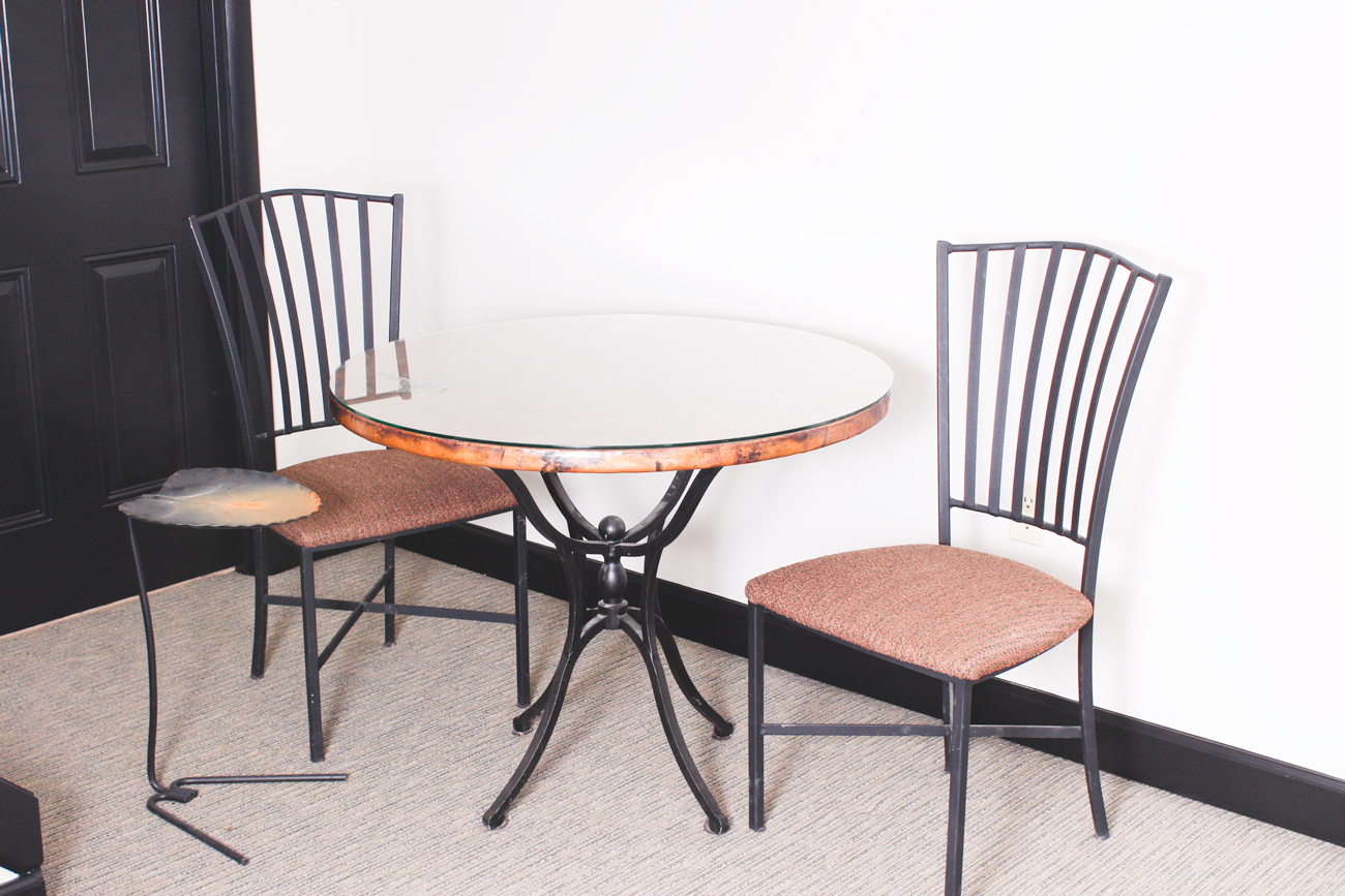 Arhaus Copper Top Table with Chairs