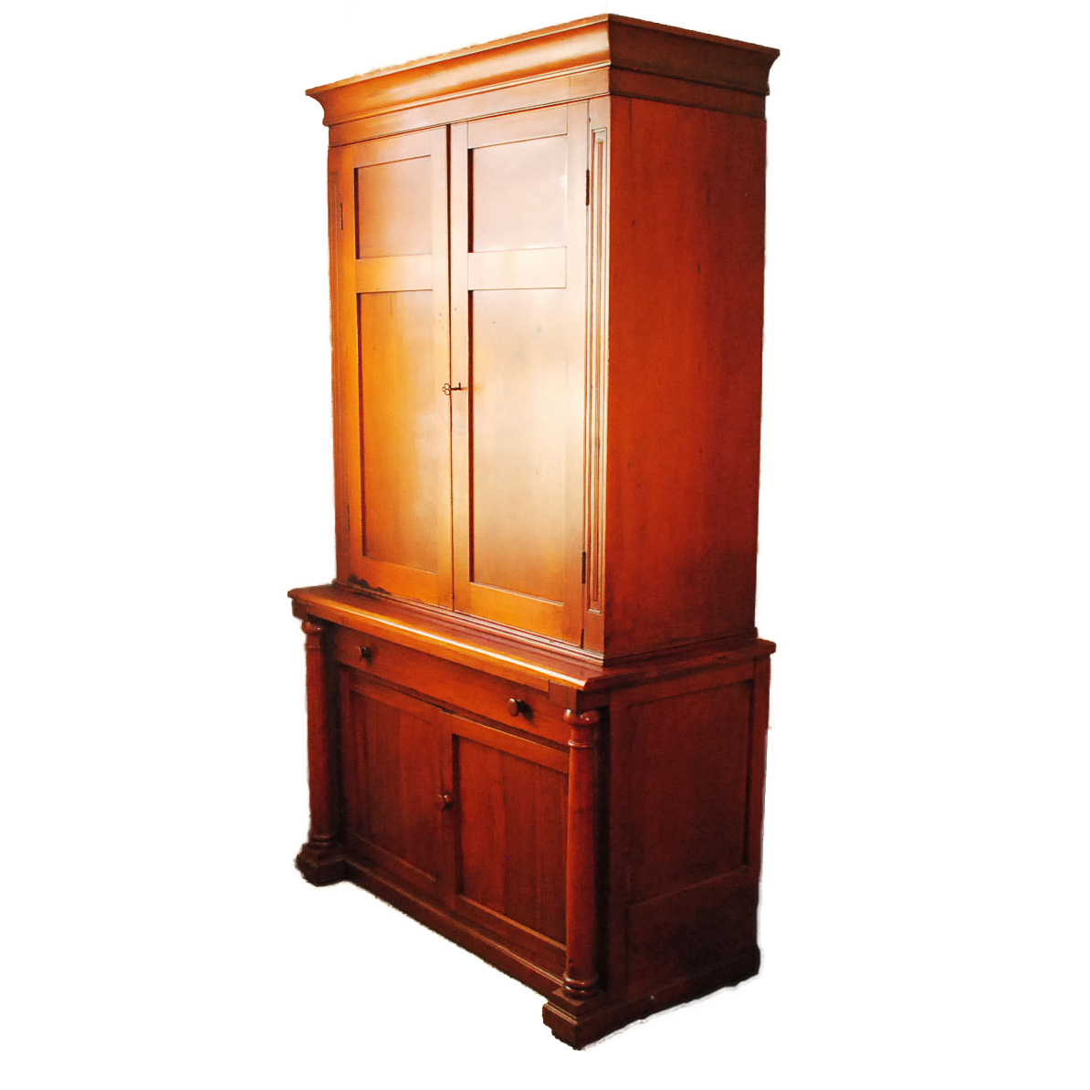 Antique Mid-Atlantic Late Federal Cherry Cupboard / Press