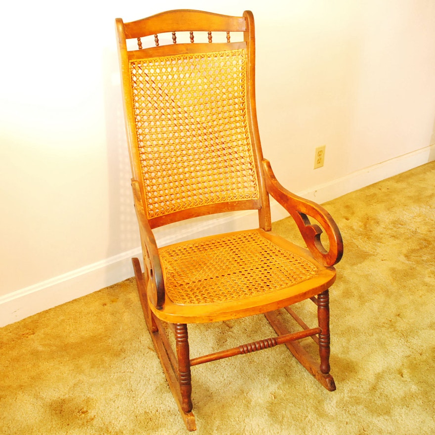 Vintage Rocking Chair with Cane